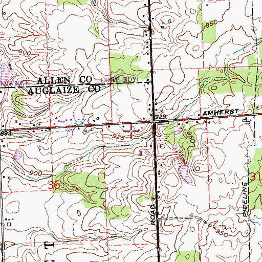 Topographic Map of WGLE-FM (Lima), OH