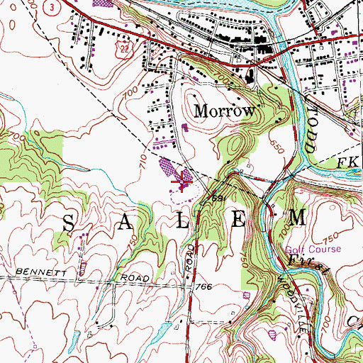 Topographic Map of WLMH-FM (Morrow), OH