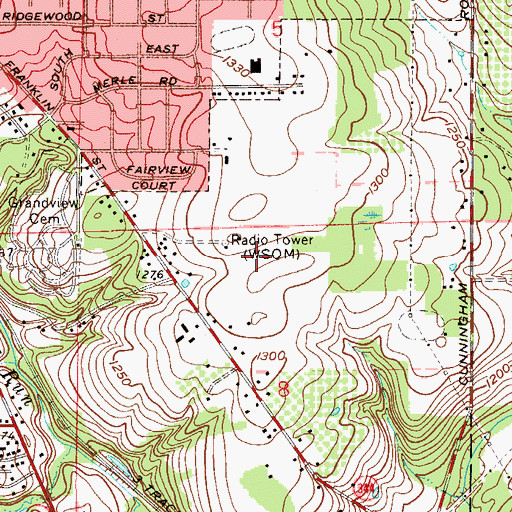 Topographic Map of WQXK-FM (Salem), OH