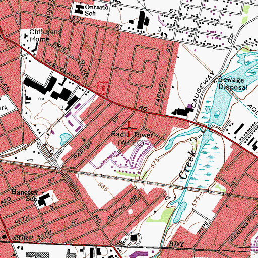 Topographic Map of WCPZ-FM (Sandusky), OH