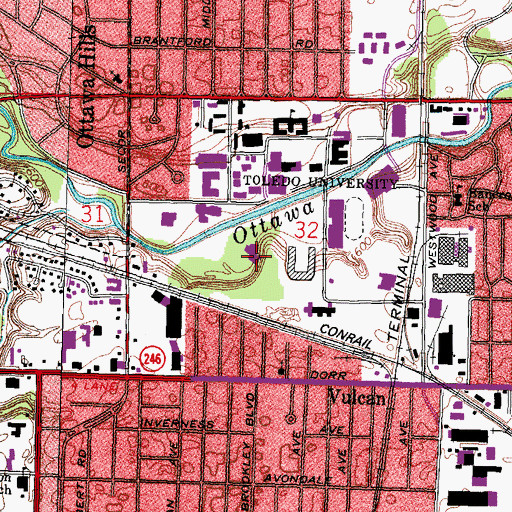 Topographic Map of WXUT-FM (Toledo), OH