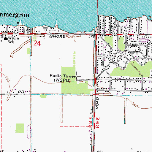 Topographic Map of WLQR-FM (Toledo), OH