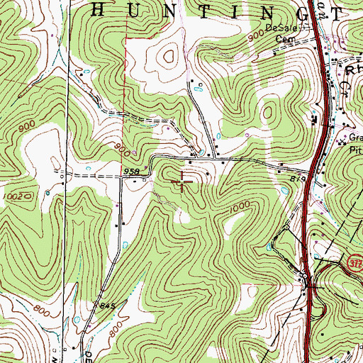 Topographic Map of WXIZ-FM (Waverly), OH