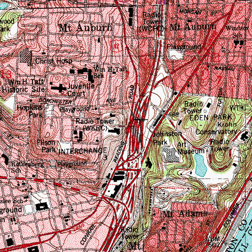 Topographic Map of WKRC-TV (Cincinnati), OH