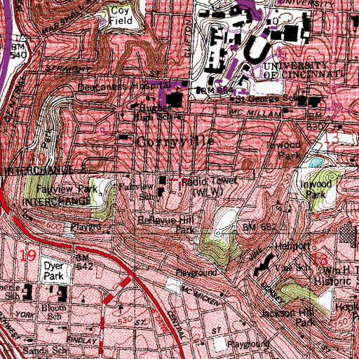Topographic Map of WSTR-TV (Cincinnati), OH