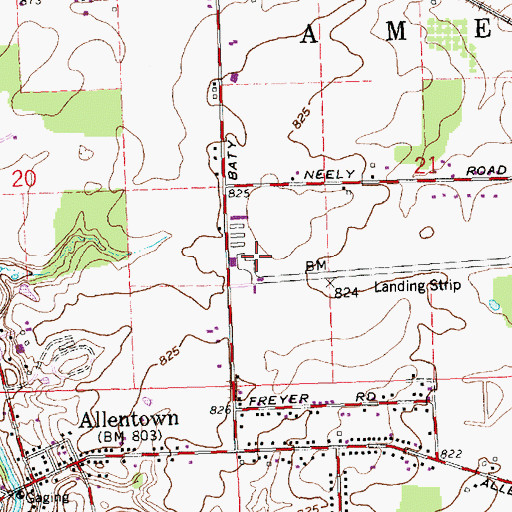 Topographic Map of WTLW-TV (Lima), OH