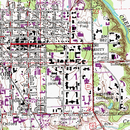 Topographic Map of WPTO-TV (Oxford), OH