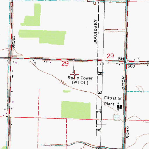 Topographic Map of WTOL-TV (Toledo), OH