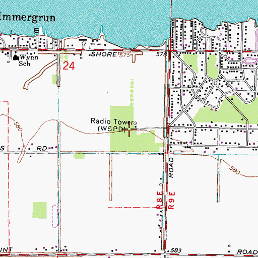 Topographic Map of WTVG-TV (Toledo), OH