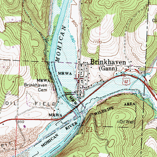 Topographic Map of Brinkhaven, OH