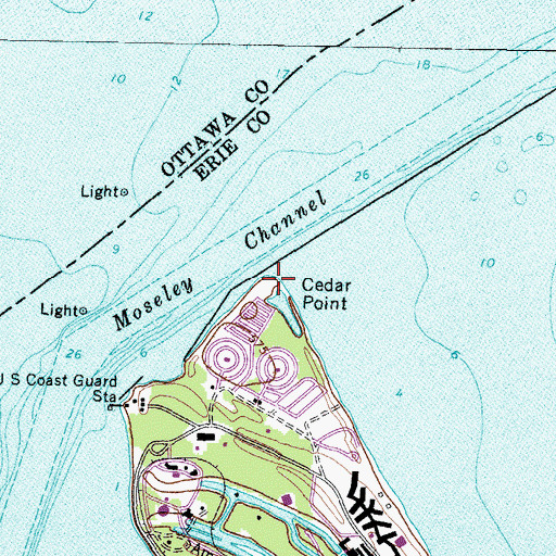 Topographic Map of Cedar Point, OH