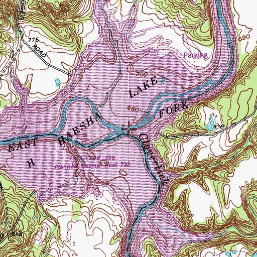 Topographic Map of Cloverlick Creek, OH