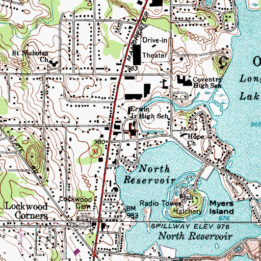 Topographic Map of Erwin Junior High School, OH