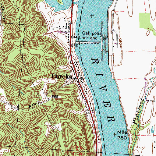 Topographic Map of Eureka, OH