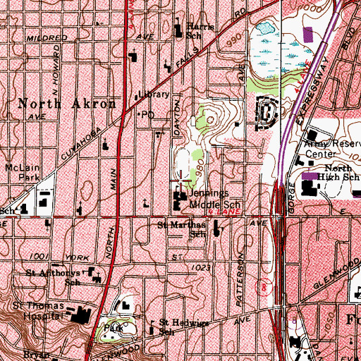 Topographic Map of Jennings Community Learning Center, OH