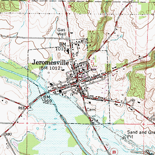 Topographic Map of Jeromesville, OH