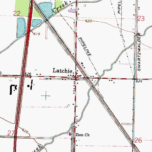 Topographic Map of Latcha, OH
