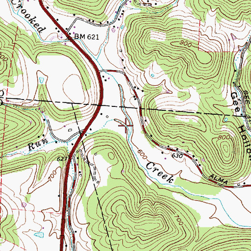 Topographic Map of Moores Run, OH