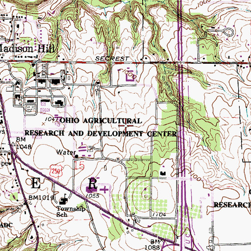 Topographic Map of Ohio Agricultural Research and Development Center, OH