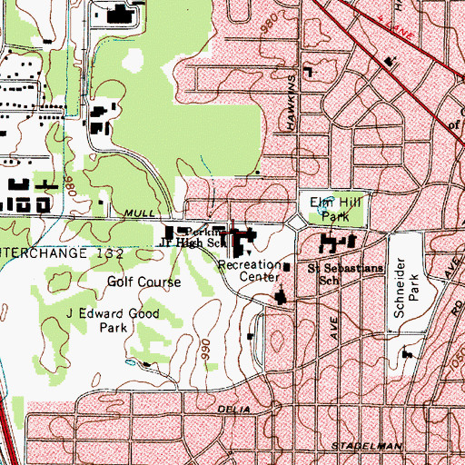 Topographic Map of Perkins Middle School, OH