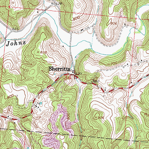 Topographic Map of Sherritts, OH