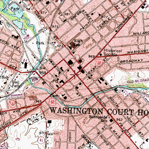 Topographic Map of Washington Court House, OH
