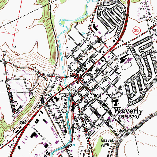 Topographic Map of Waverly, OH