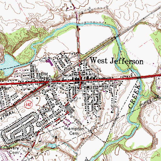 Topographic Map of West Jefferson, OH