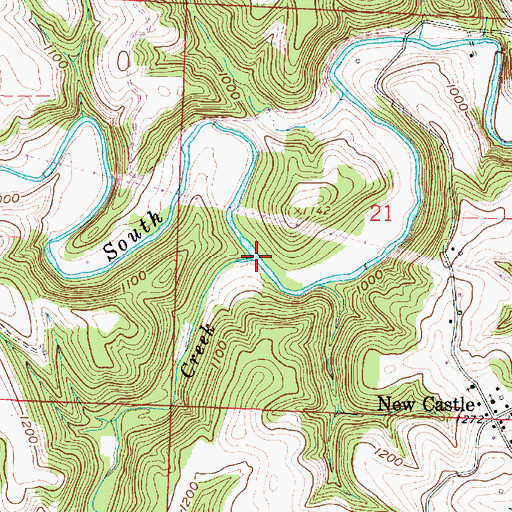 Topographic Map of Brushy Creek, OH