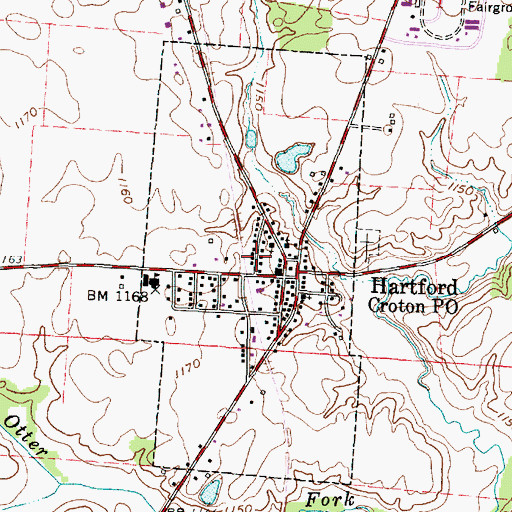 Topographic Map of Village of Hartford, OH