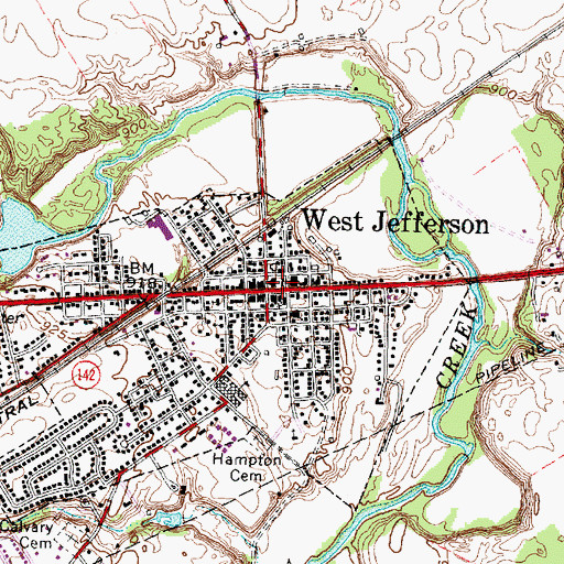Topographic Map of City of Jefferson, OH
