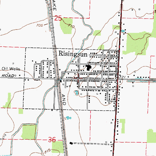 Topographic Map of City of Risingsun, OH
