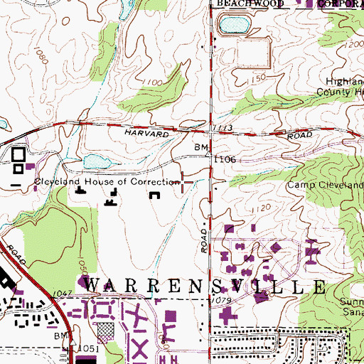 Topographic Map of Highland Hills, OH