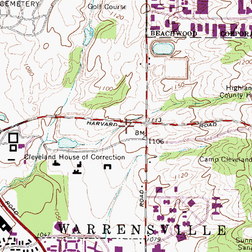 Topographic Map of Village of Highland Hills, OH