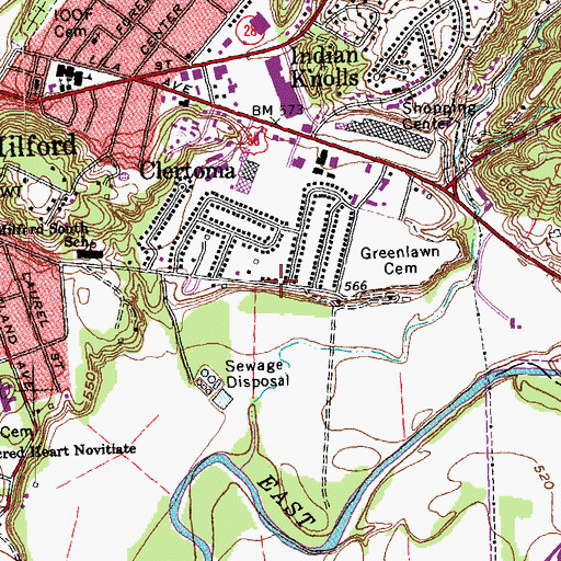 Topographic Map of City of Milford, OH