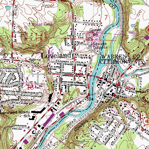 Topographic Map of Loveland, OH