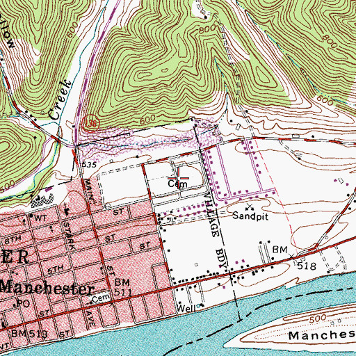 Topographic Map of Township of Manchester, OH