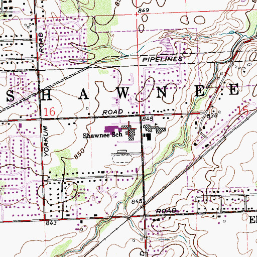 Topographic Map of Township of Shawnee, OH