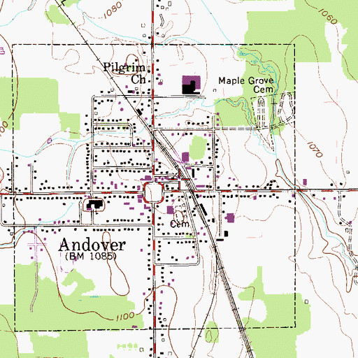 Topographic Map of Township of Andover, OH