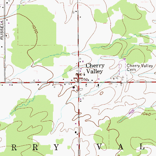 Topographic Map of Township of Cherry Valley, OH