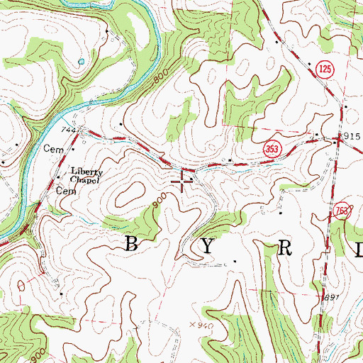 Topographic Map of Township of Byrd, OH