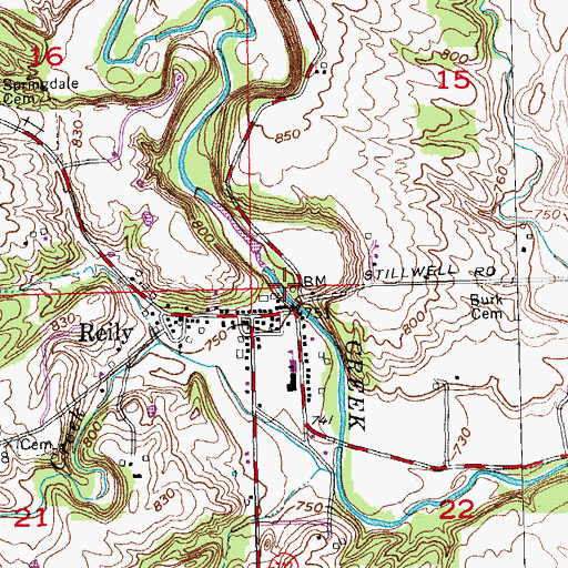 Topographic Map of Township of Reily, OH