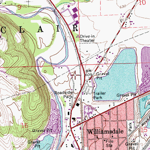 Topographic Map of Township of Saint Clair, OH