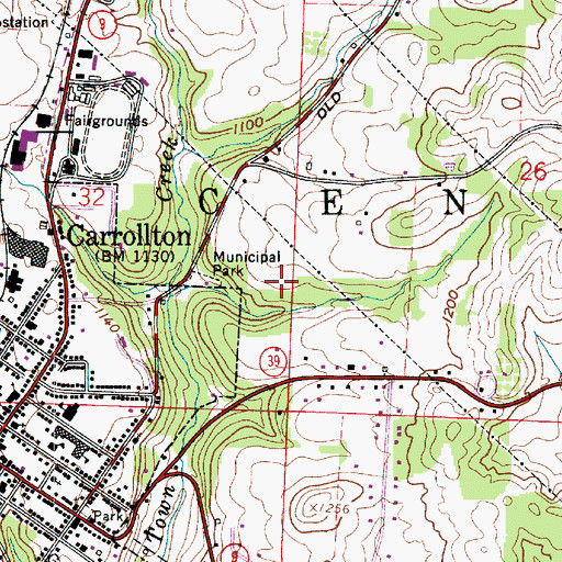 Topographic Map of Township of Center, OH