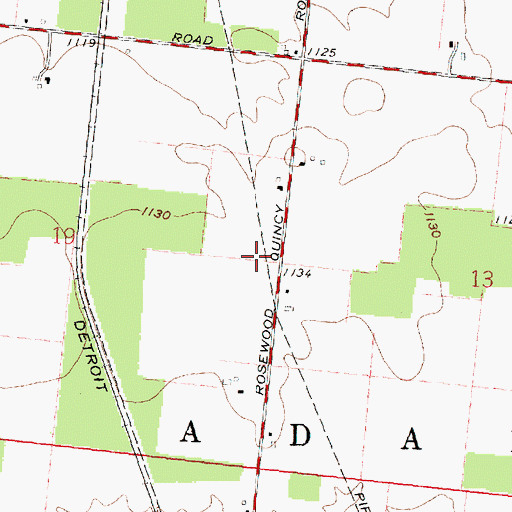 Topographic Map of Township of Adams, OH