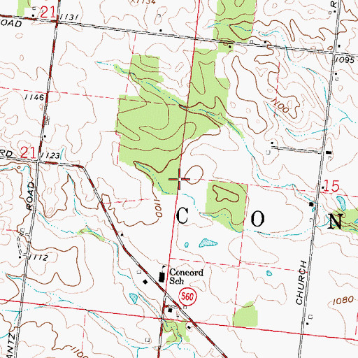 Topographic Map of Township of Concord, OH
