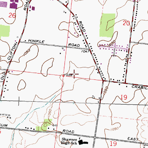 Topographic Map of Township of Springfield, OH