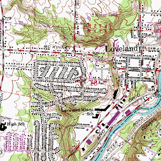 Topographic Map of City of Loveland, OH