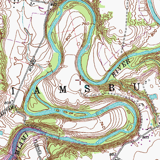 Topographic Map of Township of Williamsburg, OH