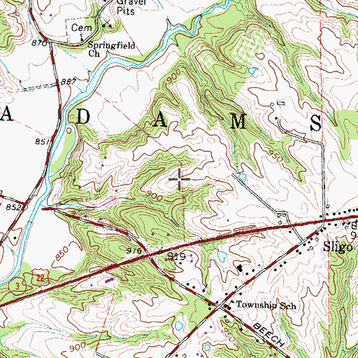 Topographic Map of Township of Adams, OH